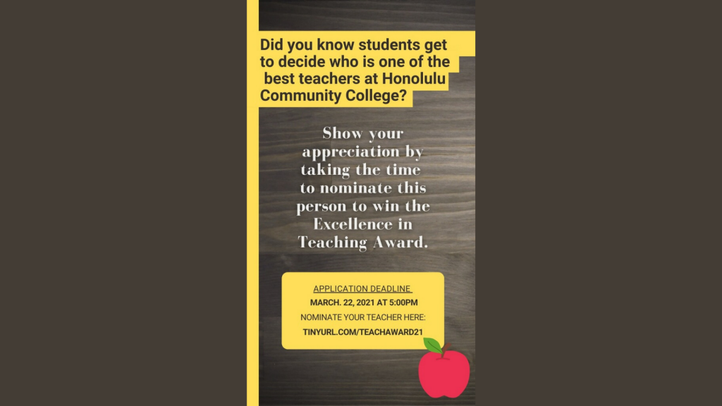 Nominate Your Teachers For the Excellence In Teaching Award