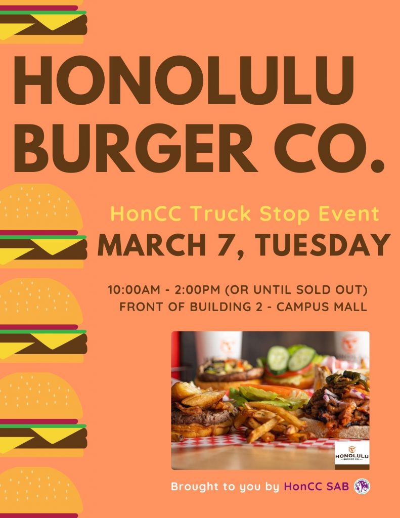 Honolulu Burger FOOD TRUCK STOP – March 7,TUE