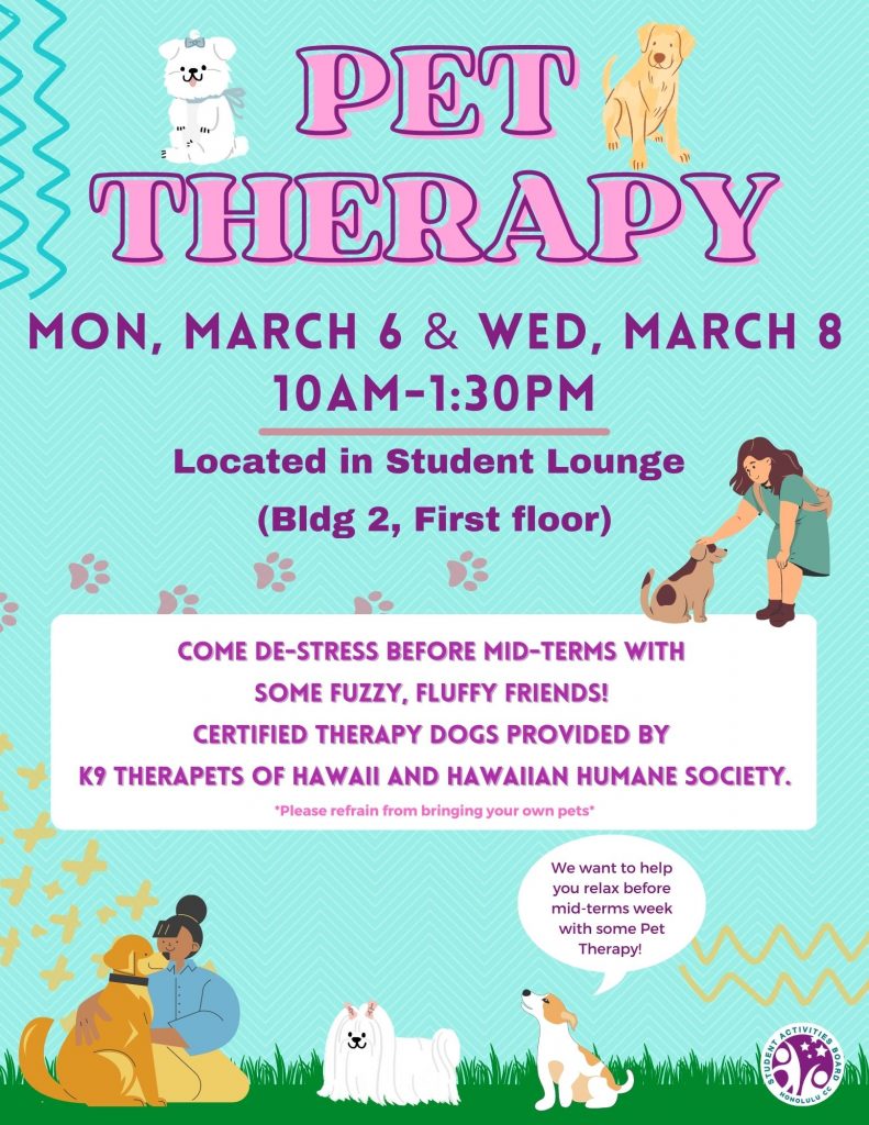 PET THERAPY DAY, March 6 and March 8